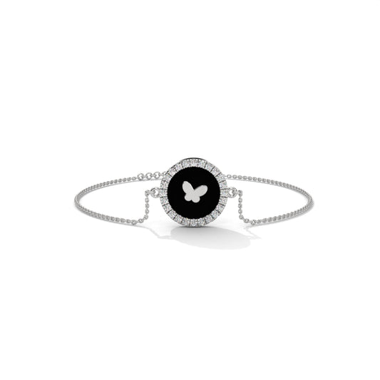 Attractive Butterfly Silver Bracelet With Diamond