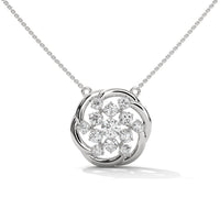 Tiny Flower Pendent With Joint Chain Silver Diamond Necklace