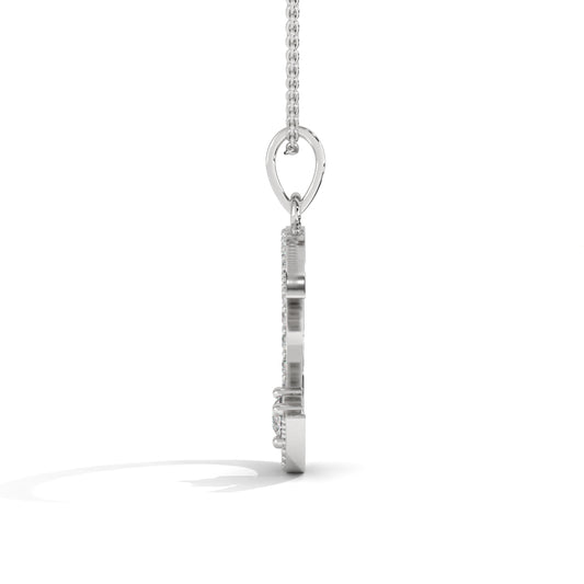 Small  Crescent Moon Silver Diamond Necklace
