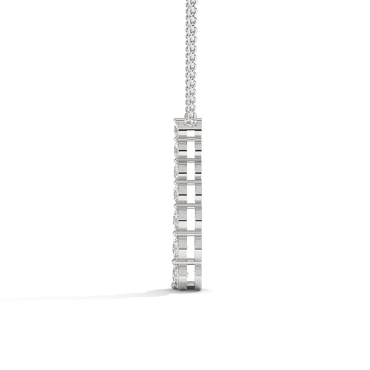 Graduated Diamond Drop Silver Necklace