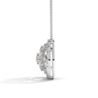 Tiny Flower Pendent With Joint Chain Silver Diamond Necklace