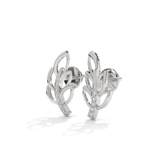 Leafy Stud Silver Earrings For Women
