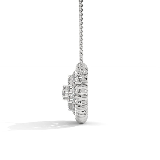 Sun Rays Flower Silver Necklace