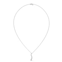 Graduated Diamond Drop Silver Necklace