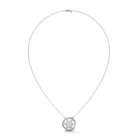 Tiny Flower Pendent With Joint Chain Silver Diamond Necklace