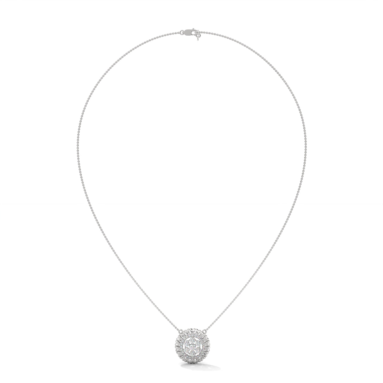 Sun Rays Flower Silver Necklace