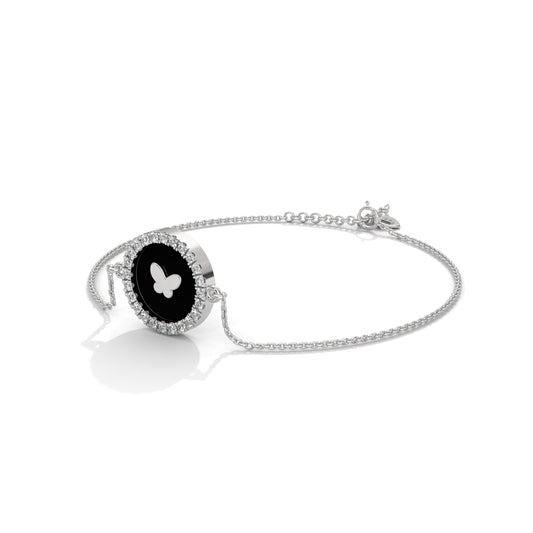 Attractive Butterfly Silver Bracelet With Diamond