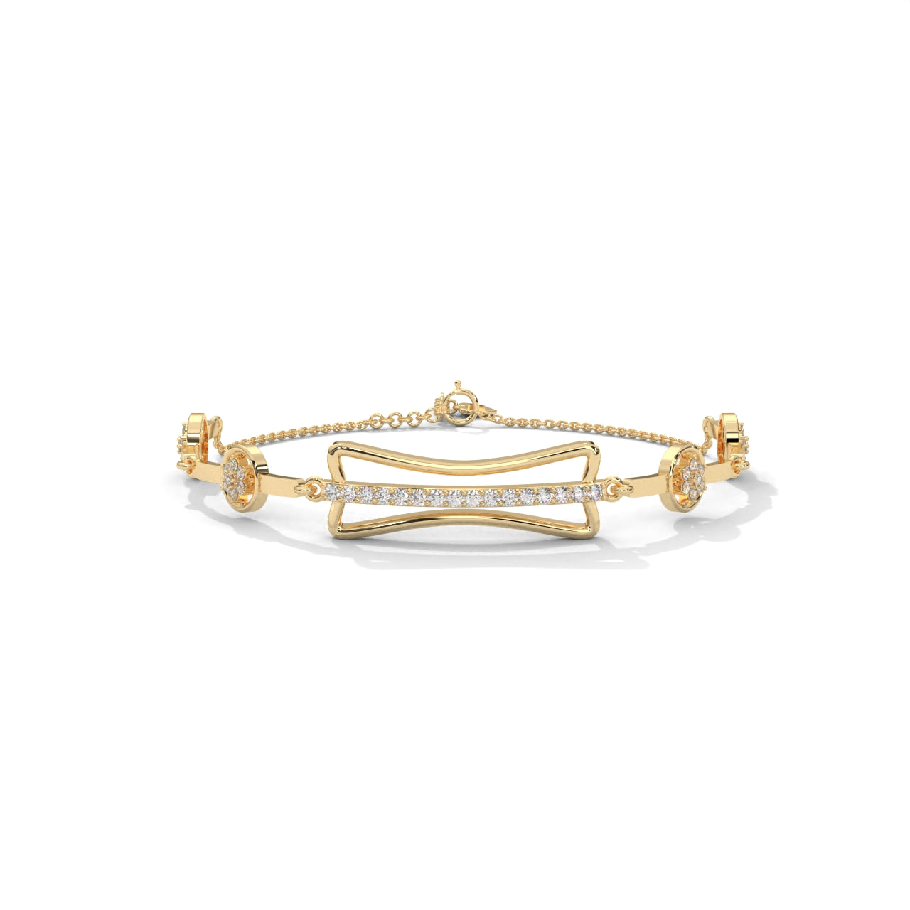 Diamond Bar Silver Charm Bracelet