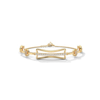 Diamond Bar Silver Charm Bracelet