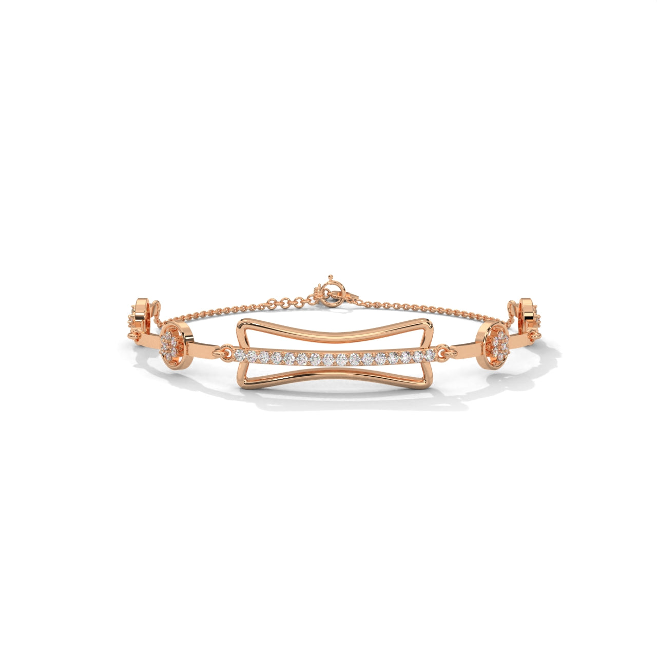 Diamond Bar Silver Charm Bracelet