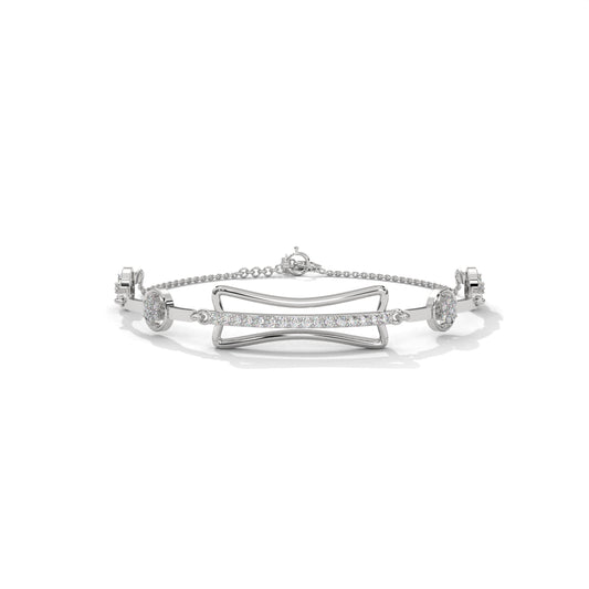 Diamond Bar Silver Charm Bracelet