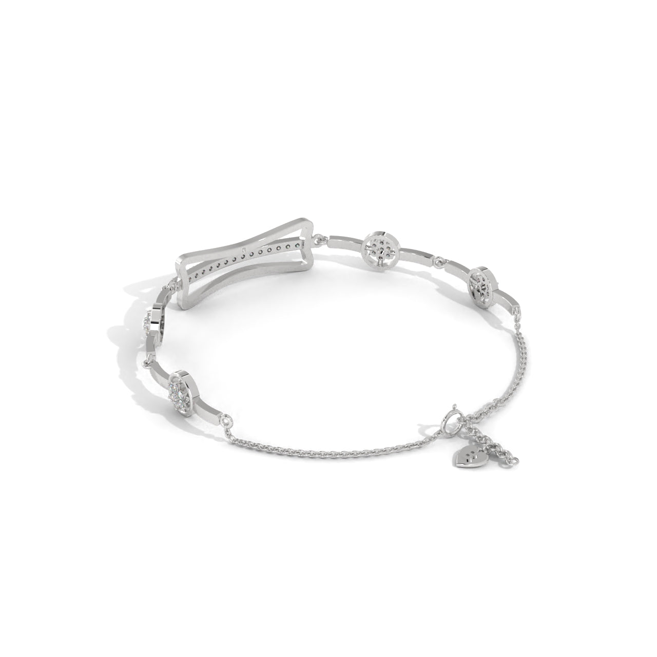Diamond Bar Silver Charm Bracelet