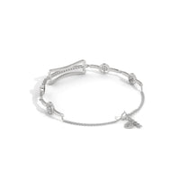 Diamond Bar Silver Charm Bracelet