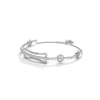 Diamond Bar Silver Charm Bracelet