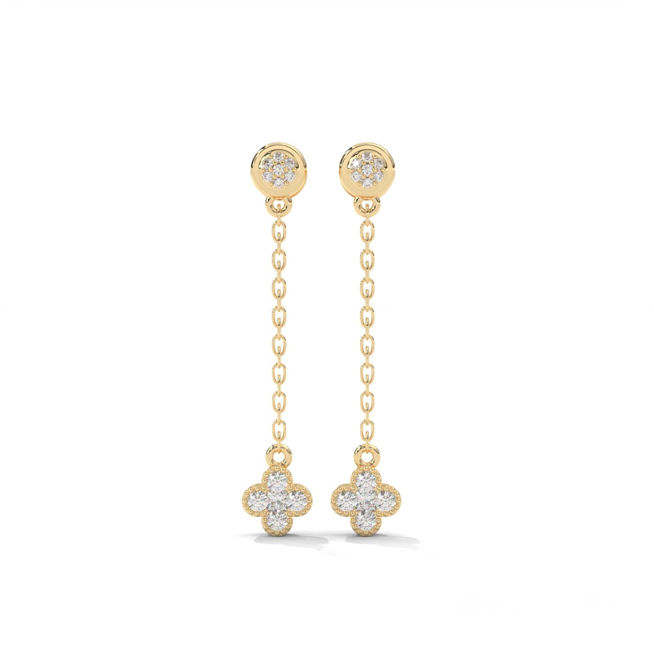 Clover Dropping Silver Earrings