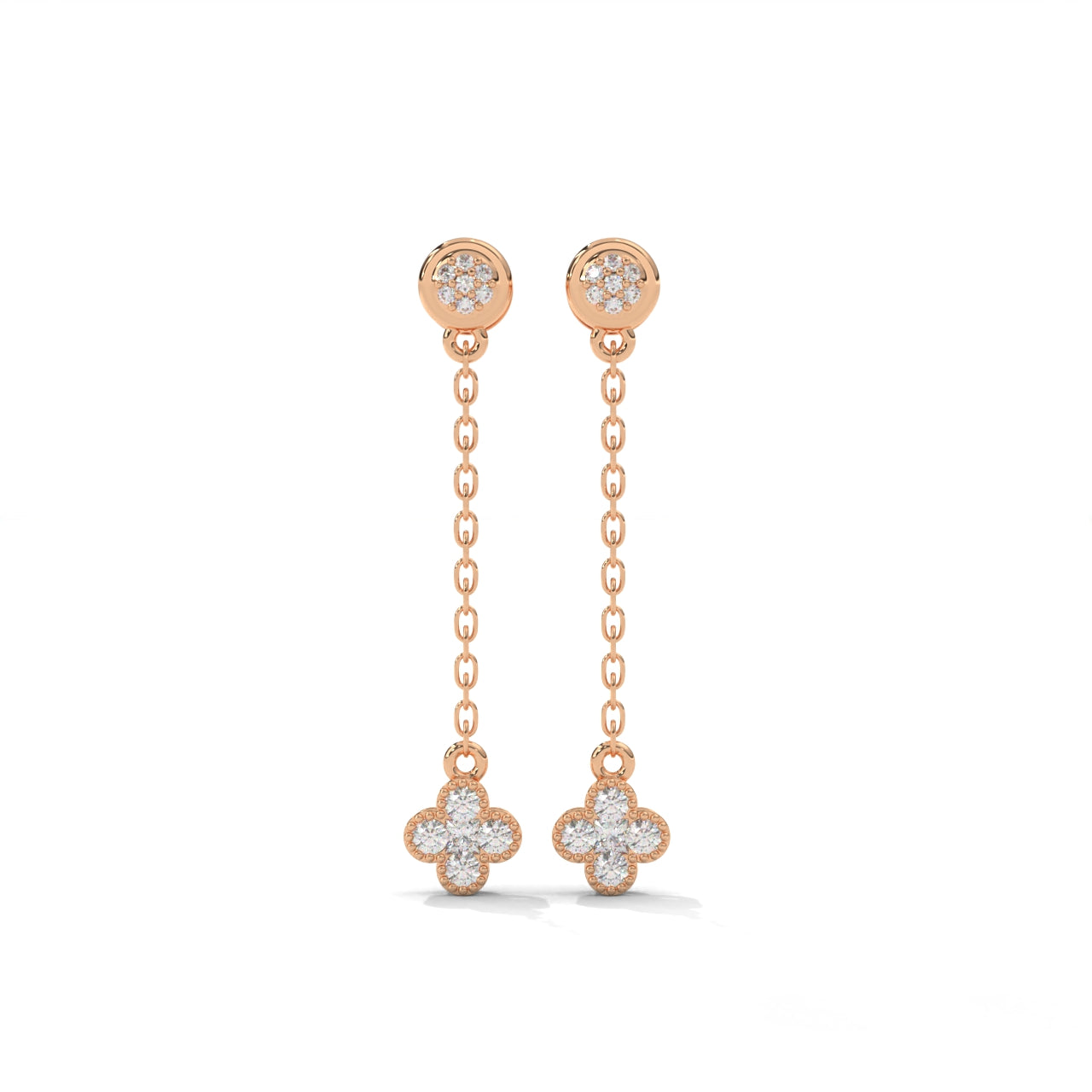 Clover Dropping Silver Earrings