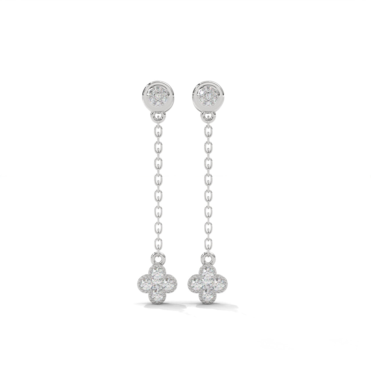 Clover Dropping Silver Earrings