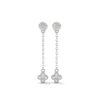 Clover Dropping Silver Earrings