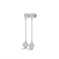 Clover Dropping Silver Earrings