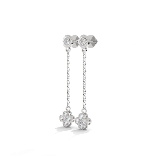 Clover Dropping Silver Earrings