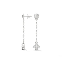 Clover Dropping Silver Earrings