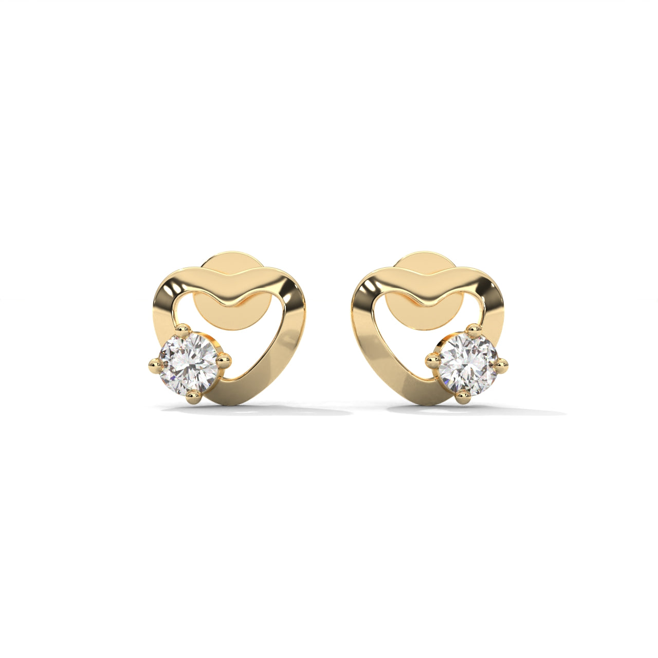 Heart Shaped Solitaire Diamond Stud Earrings
