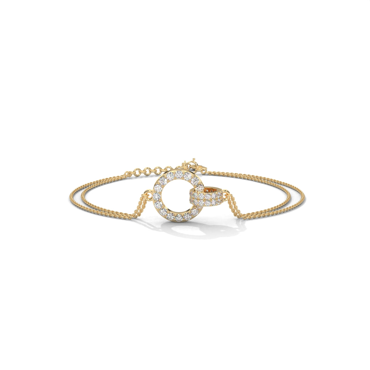 Circle Design Double Chain Siver Bracelet