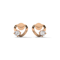 Heart Shaped Solitaire Diamond Stud Earrings