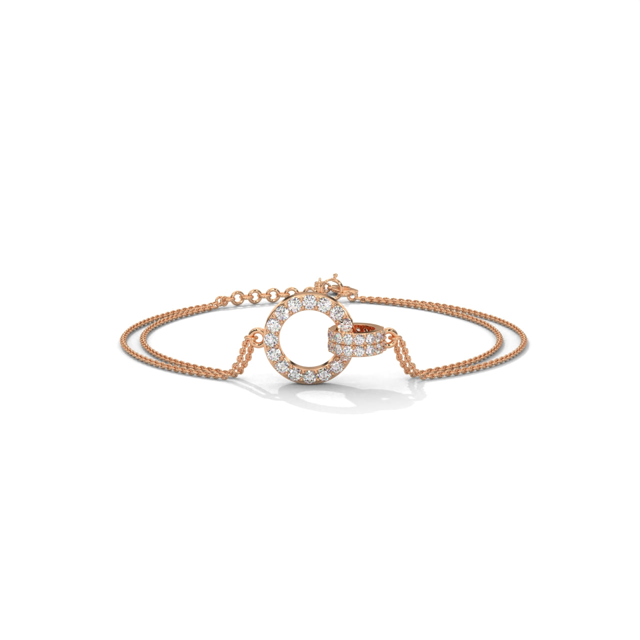 Circle Design Double Chain Siver Bracelet