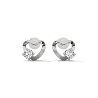 Heart Shaped Solitaire Diamond Stud Earrings