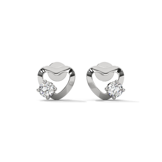 Heart Shaped Solitaire Diamond Stud Earrings