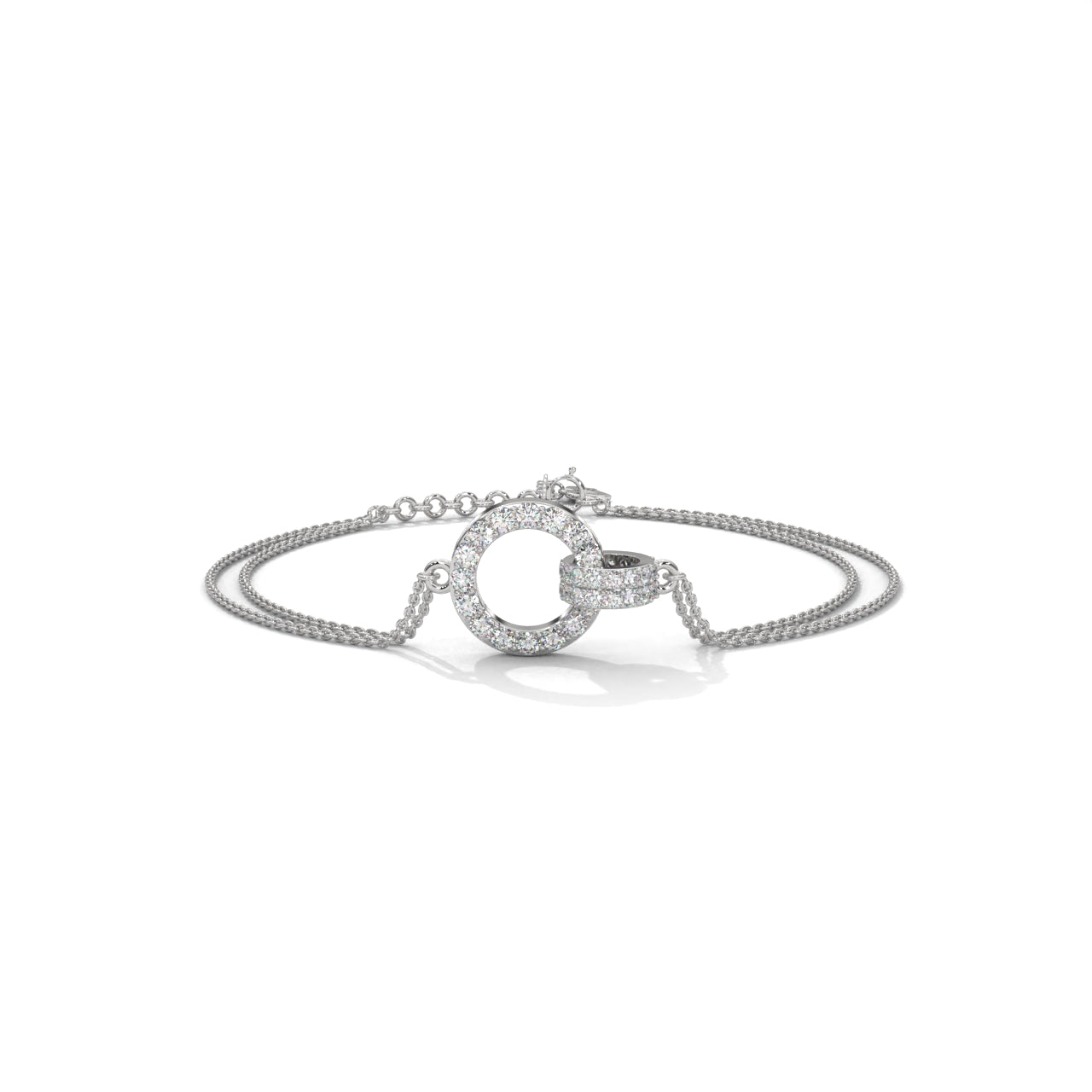 Circle Design Double Chain Siver Bracelet