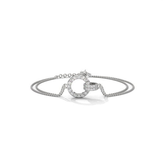 Circle Design Double Chain Siver Bracelet