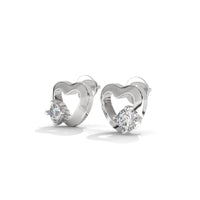 Heart Shaped Solitaire Diamond Stud Earrings
