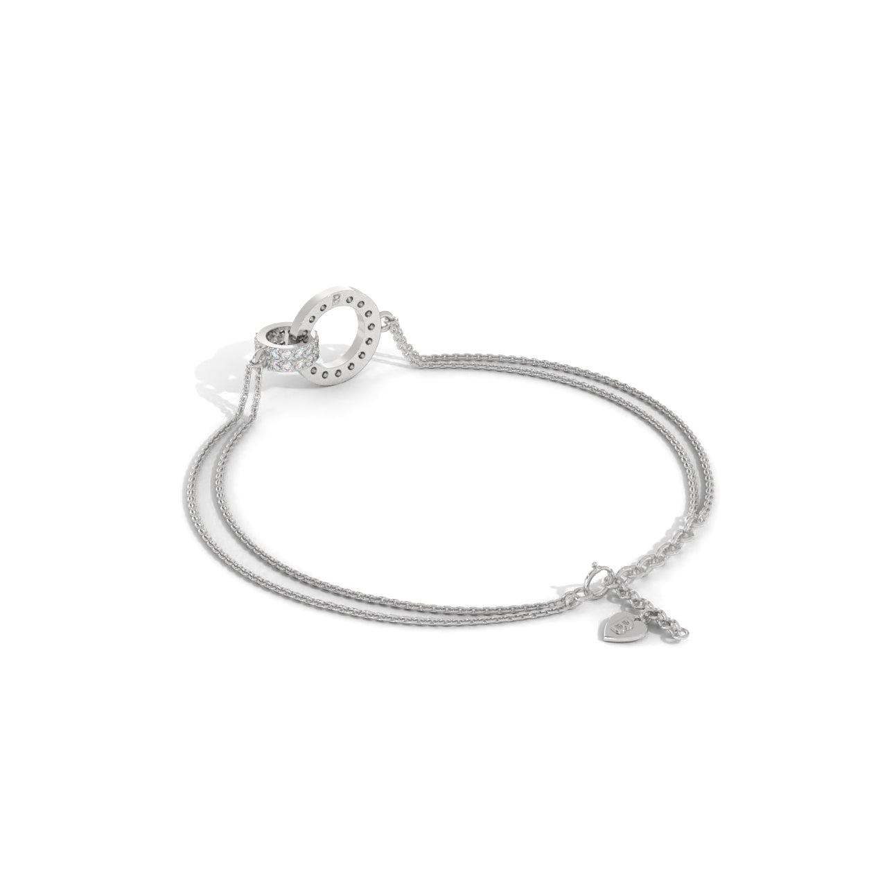 Circle Design Double Chain Siver Bracelet