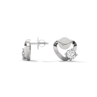 Heart Shaped Solitaire Diamond Stud Earrings