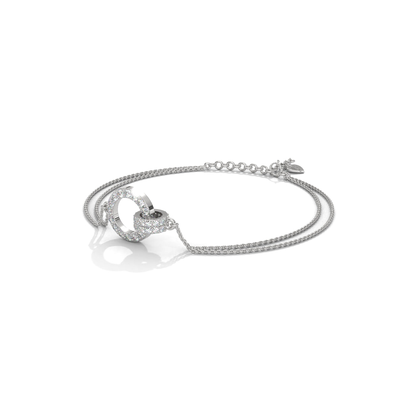 Circle Design Double Chain Siver Bracelet
