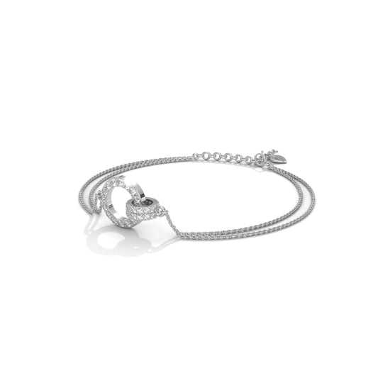 Circle Design Double Chain Siver Bracelet
