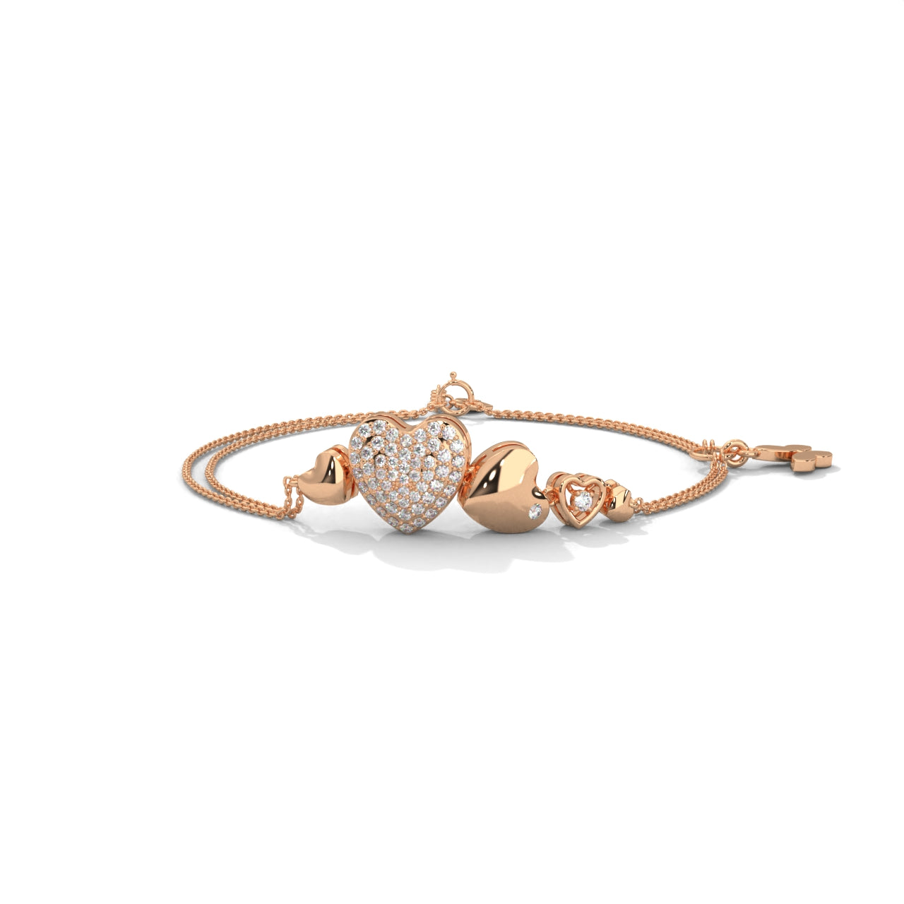 Dual Heart Bezzel Silver Bracelet