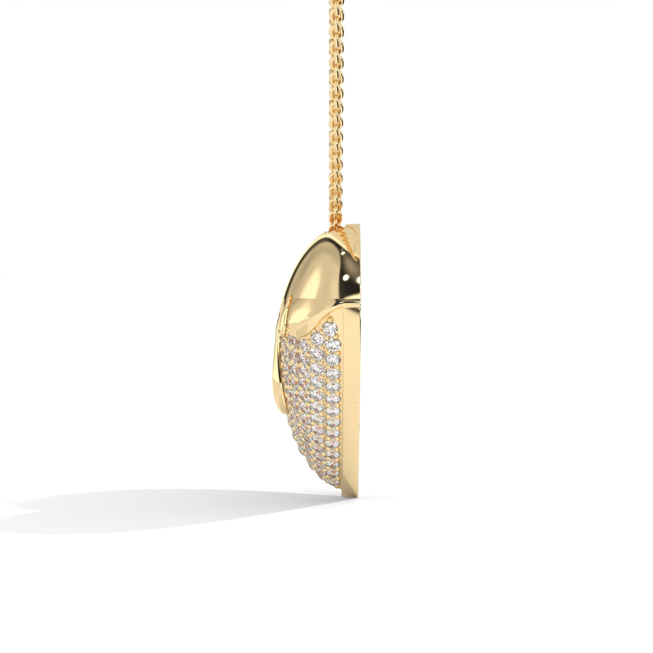 Fashionable Heart Shape Silver Pendant With Diamond Silver Necklace