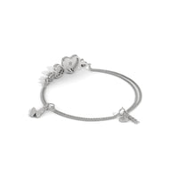 Dual Heart Bezzel Silver Bracelet