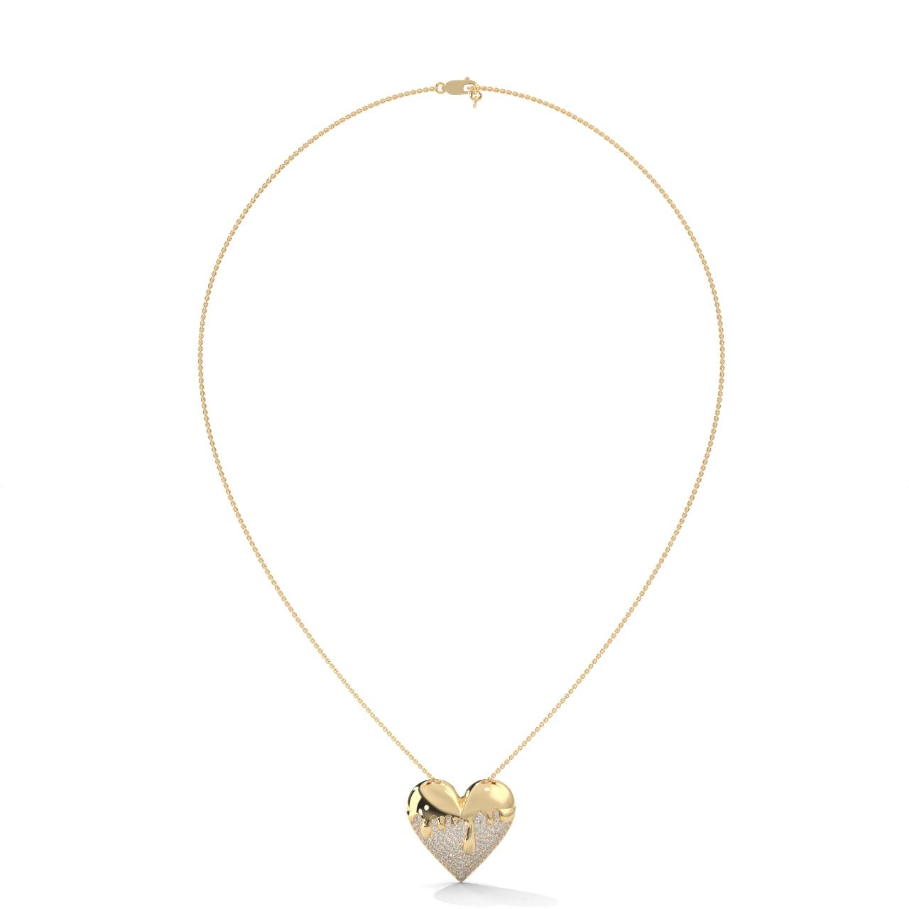 Fashionable Heart Shape Silver Pendant With Diamond Silver Necklace
