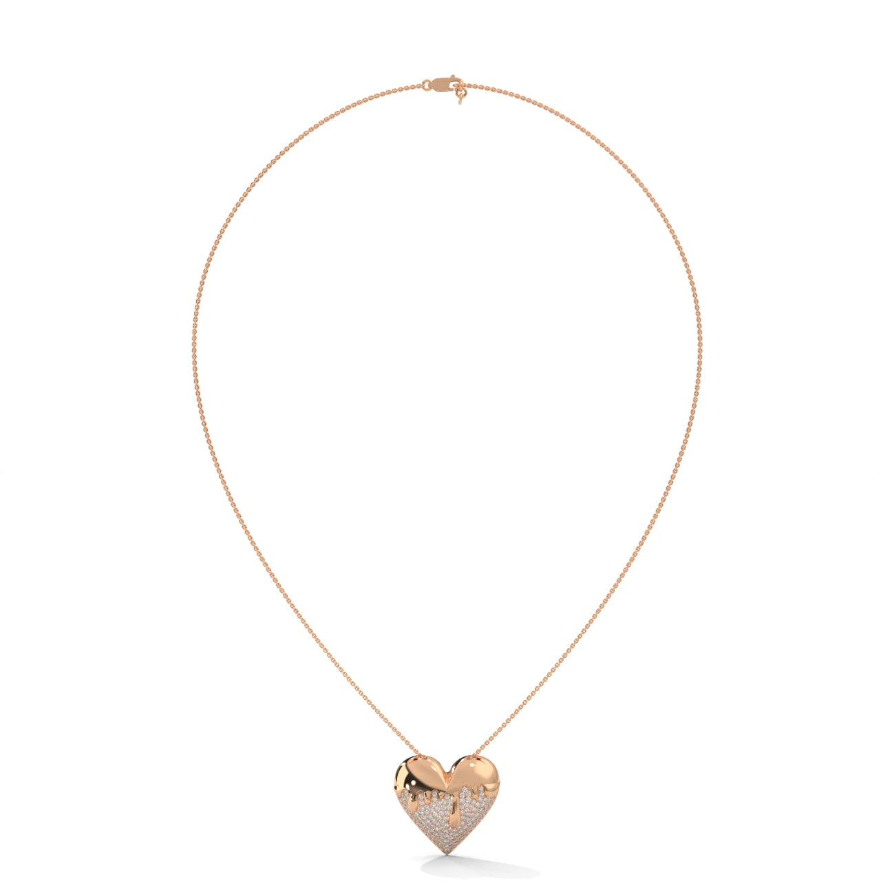 Fashionable Heart Shape Silver Pendant With Diamond Silver Necklace
