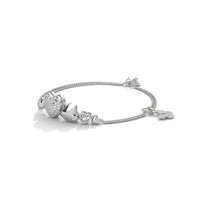 Dual Heart Bezzel Silver Bracelet
