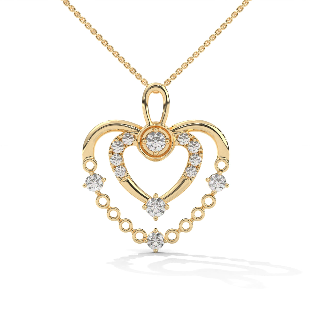 Stylish Dual Heart With Chain Silver Necklace