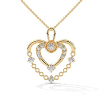 Stylish Dual Heart With Chain Silver Necklace