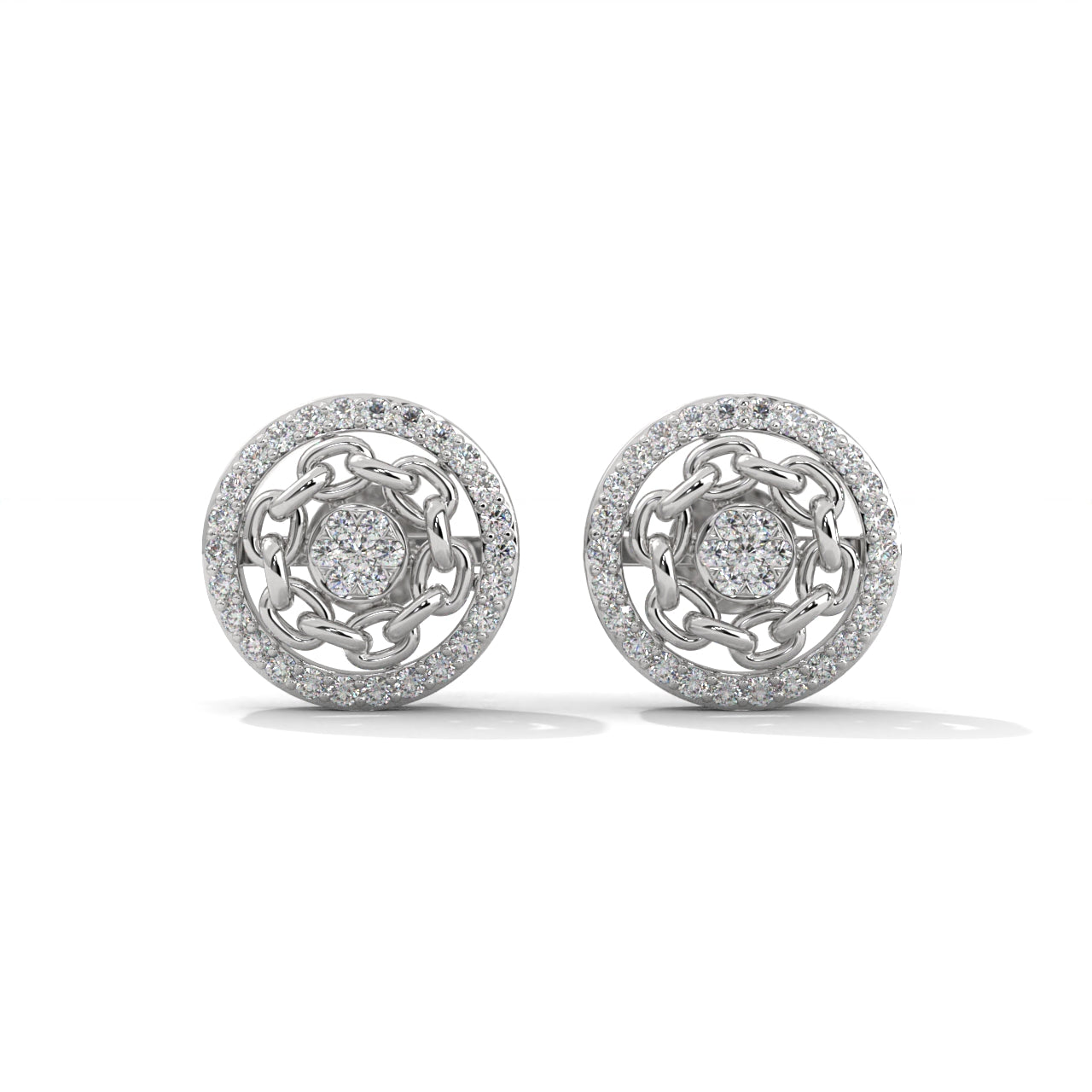 Round Zircon Silver Earrings