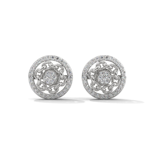 Round Zircon Silver Earrings