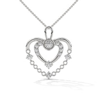 Stylish Dual Heart With Chain Silver Necklace