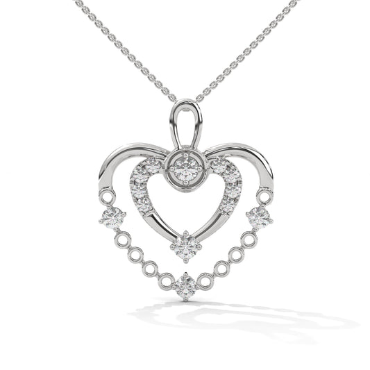 Stylish Dual Heart With Chain Silver Necklace